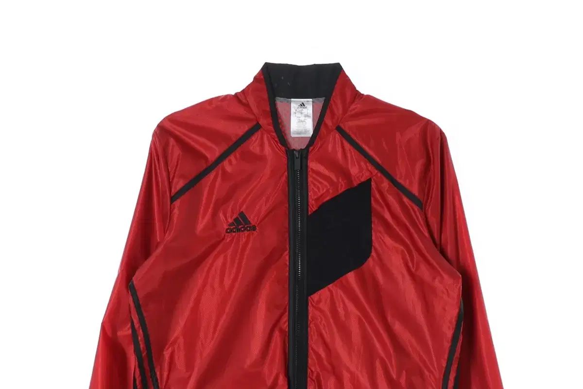 L adidas(アディダス) 光沢 レッド 3本線 ウインドブレーカー