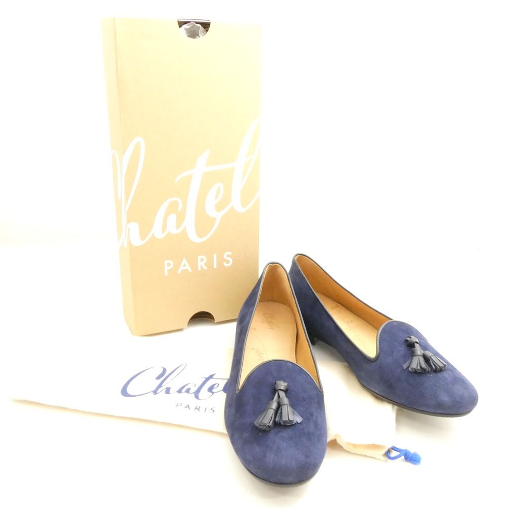 Chatelles ネイビー スエード 靴 未使用 Chatelles シャテル CF002T Francois Marino Tassels
