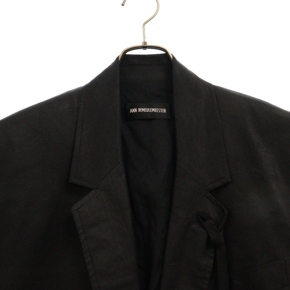 ANN DEMEULEMEESTER テーラードジャケット 36 ブラック アンドゥムルメステールANN DEMEULEMEESTER レーヨンウール切替