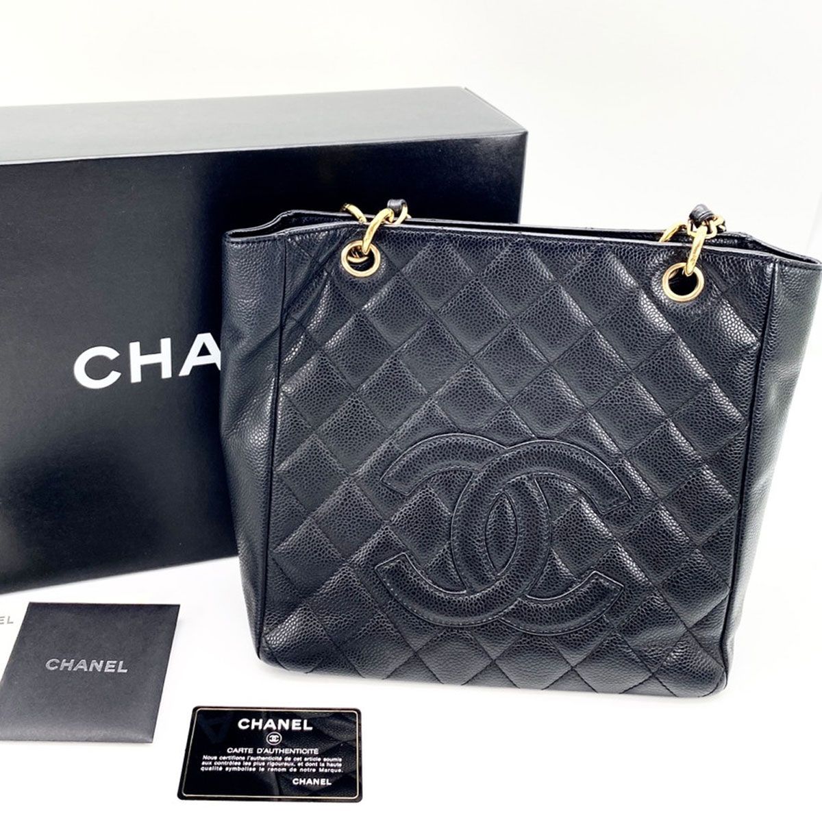 CHANEL チェーントートバッグ マトラッセ キャビアスキン 9385 CHANEL シャネル チェーントート トートバッグ マトラッセ
