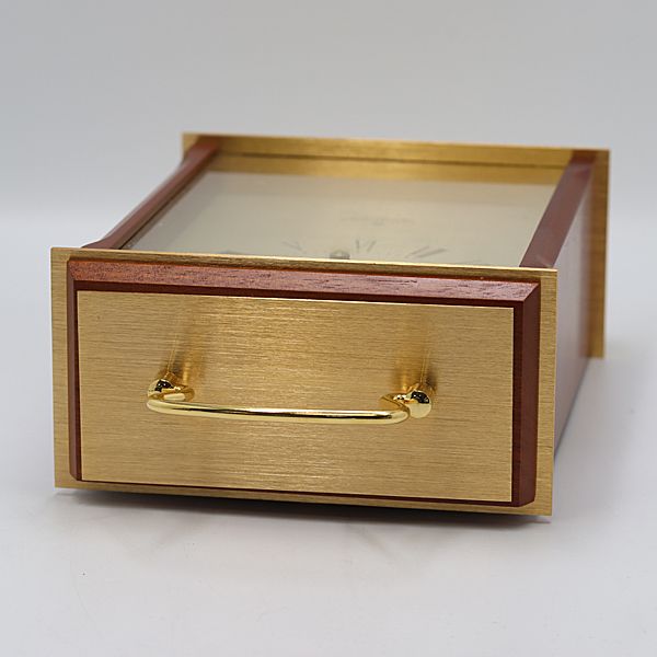 箱付 稼働 良品 JUNGHANS QZ ゴールド文字盤 置時計 2000000 NSK