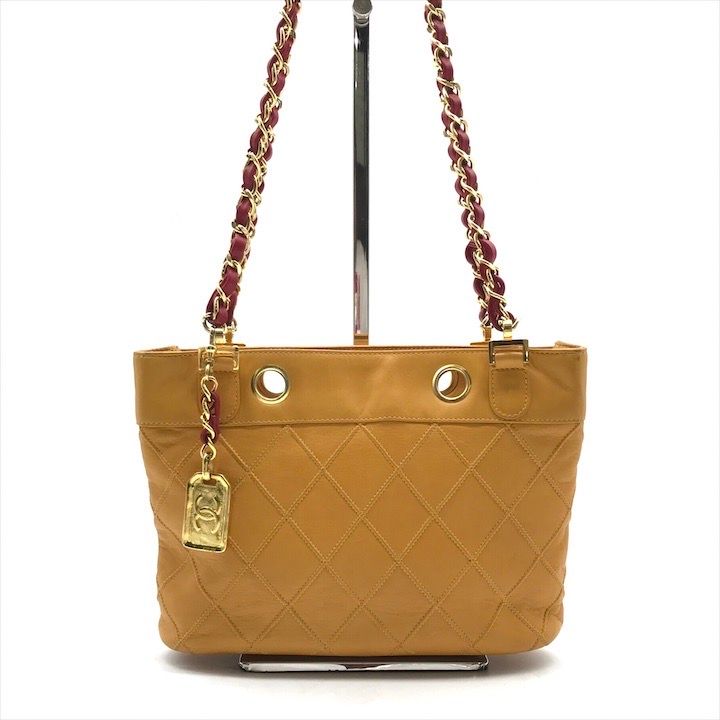 CHANEL シャネル ラムスキン ビコローレ マトラッセ チェーン ショルダー バッグ イエロー レディース カバン 鞄 k5552