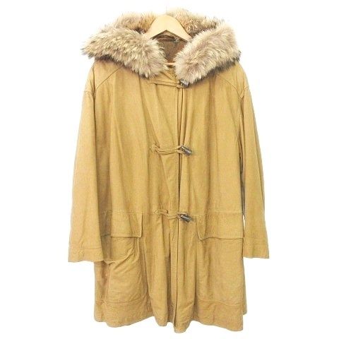 バリー BALLY レザー ファー ロング コート ジャケット イタリア製 42 ベージュ