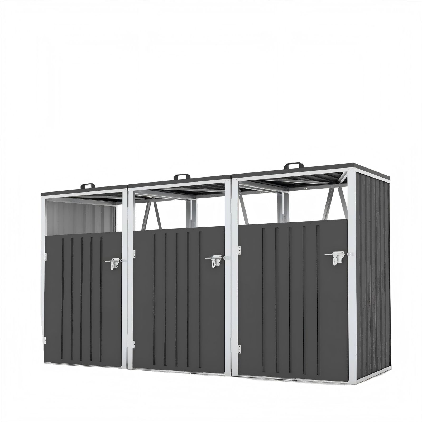 2個 大安セール 3分別 ゴミ箱 屋外収納庫 大容量 大型 屋外ごみ箱 屋外用ゴミ箱 ストッカー 外用 ゴミ箱 ゴミステーション ベランダ 屋外 収納ボックス 金属製