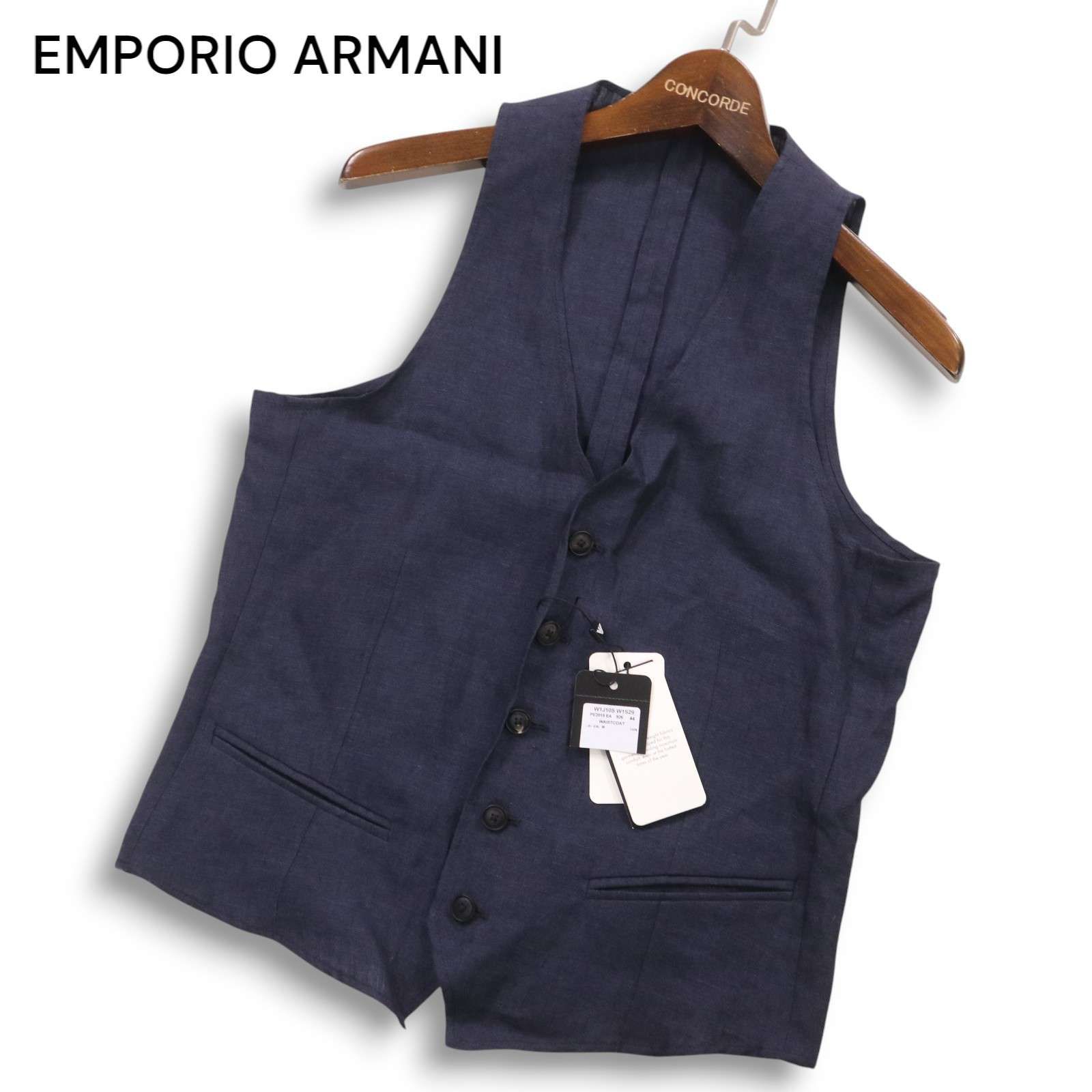 【美品】エンポリオアルマーニ リネン ベスト LIGHT WARDROBE 46 新品 未使用】 EMPORIO ARMANI エンポリオ アルマーニ 春夏