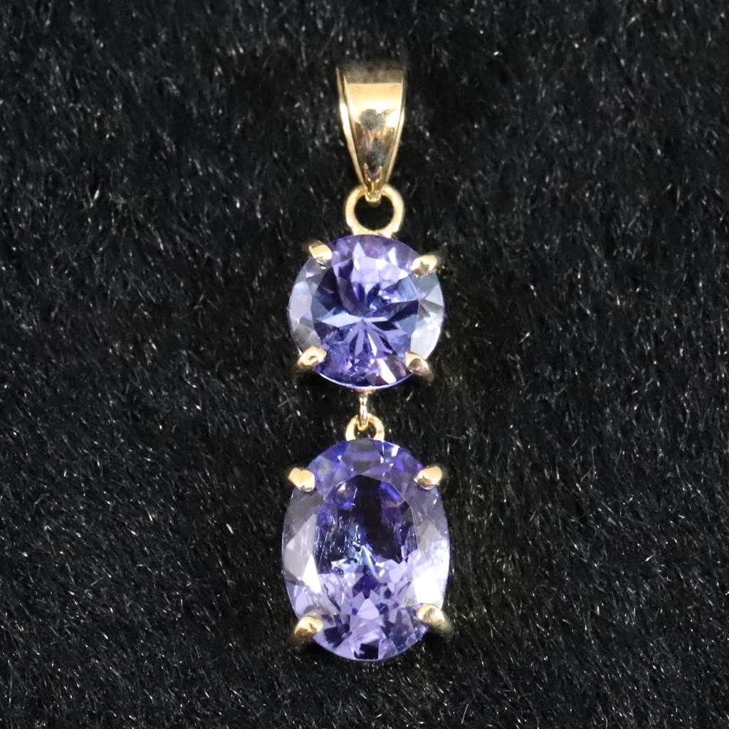 タンザナイト  ツーストーン ペンダント K18YG 1.38g　