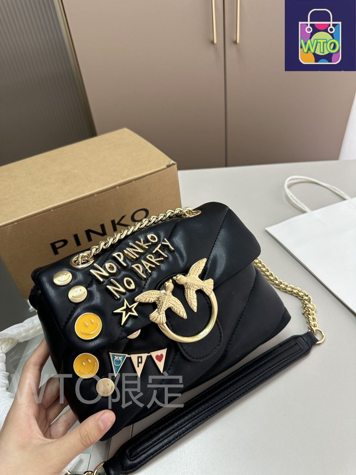 今日 PINKO バッジ スワロウバッグ 送料無料 在庫 セール価格 -WTO輸入1