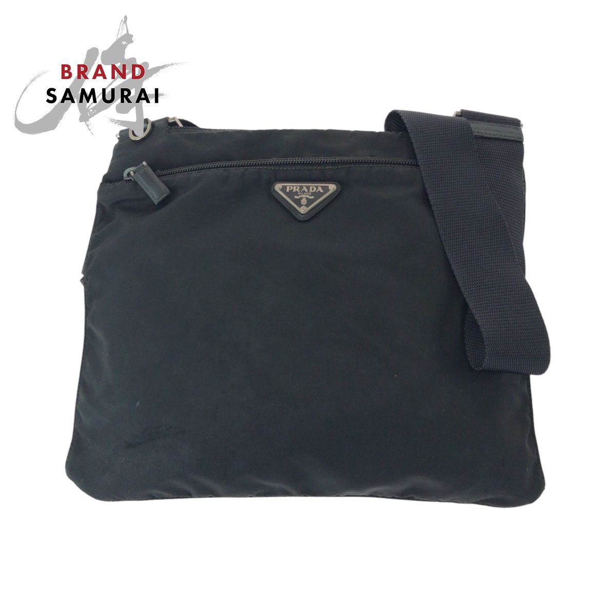 PRADA プラダ テスート 三角ロゴプレート ブラック 黒 シルバー金具 