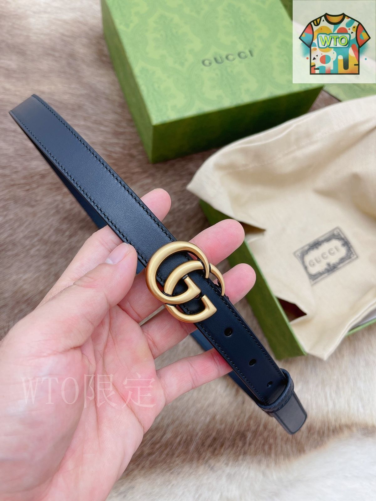 GUCCI 本革ベルト箱・保存袋付き新品未使用 本日特価] グッチ Gucci 高級レザー ベルト＆バッグ スーパー