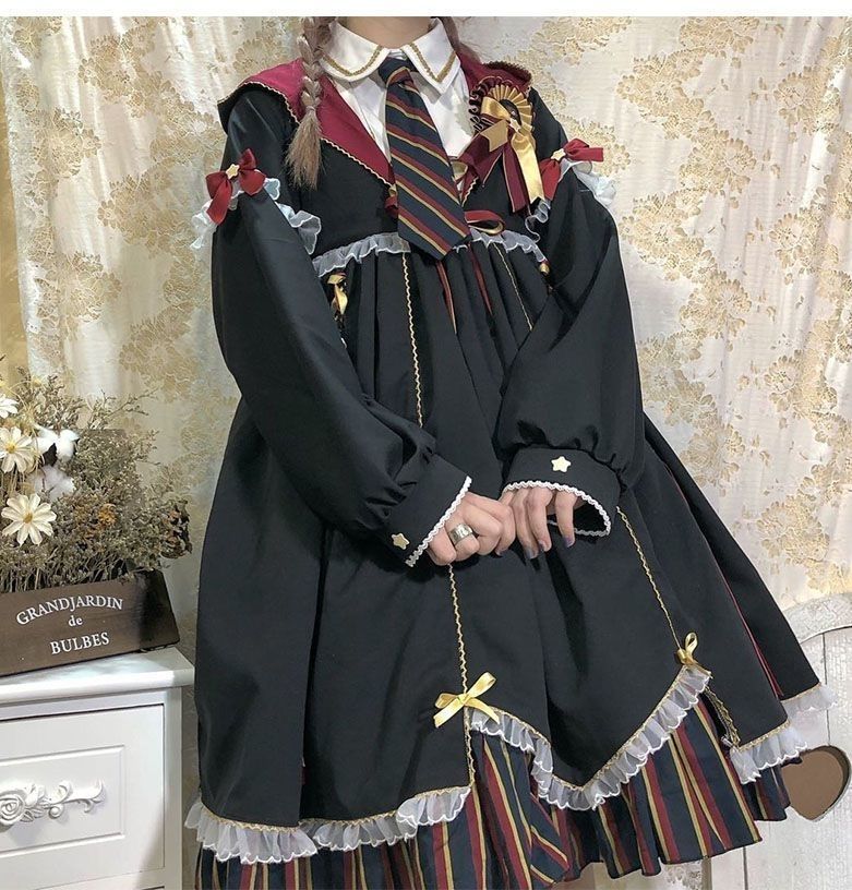 魔法少女風 黒色 ロリータ小魔女OPワンピース 衣装セット 新品未使用 魔法少女風 黒色 ロリータ小魔女OPワンピース 衣装