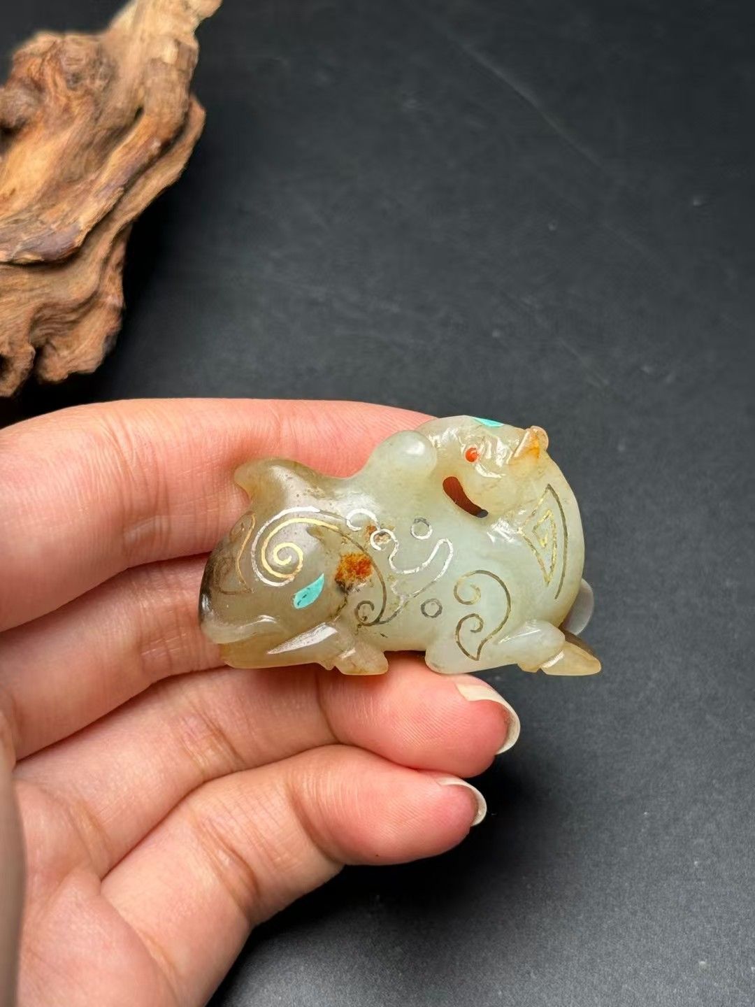 中国古美術.旧蔵品.古和田玉馬.金銀線掐絲.寶石嵌.純手工細密彫