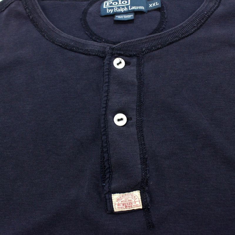 00s RALPH LAUREN ヘンリーネック 長袖Tシャツ メンズ 表記XXL
