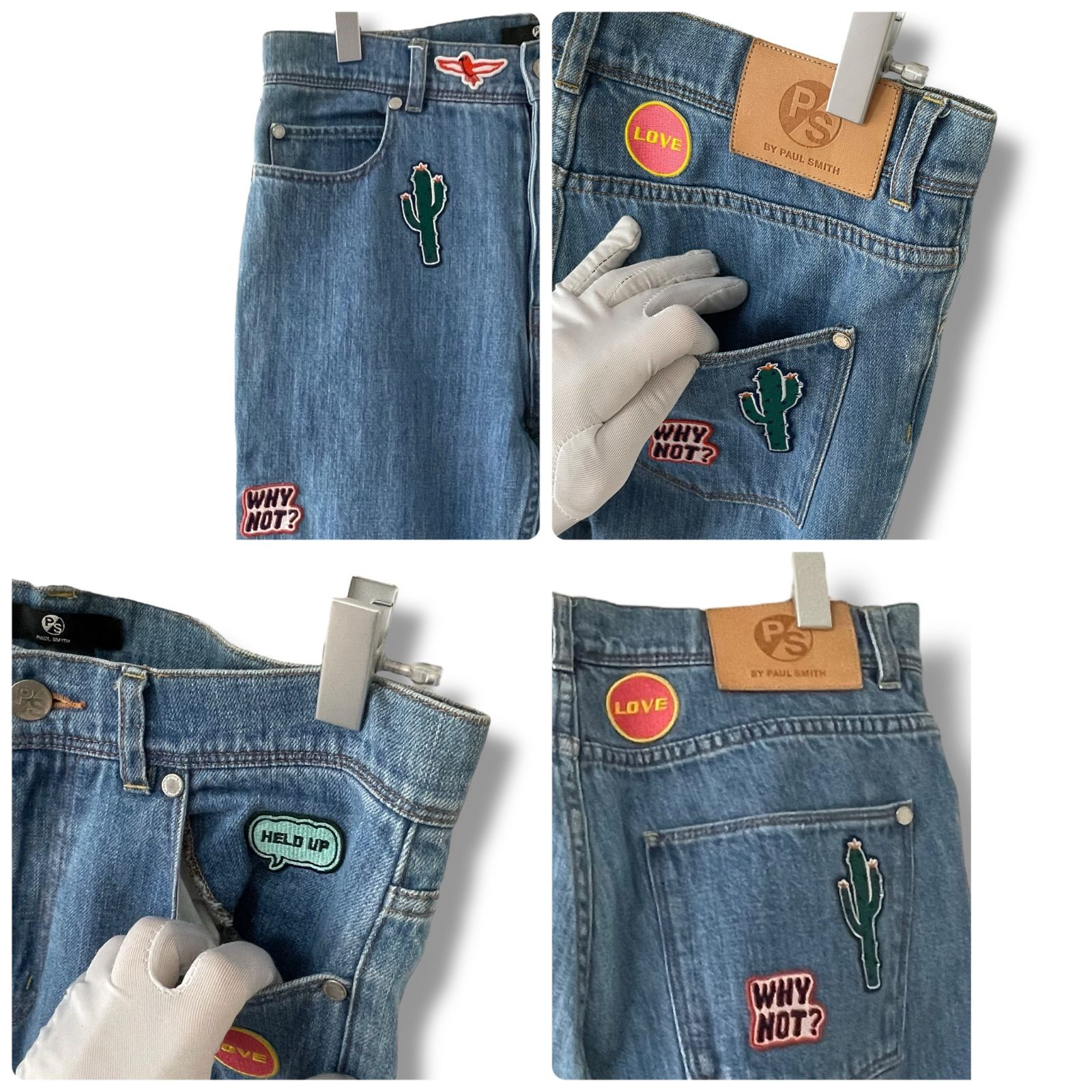 PS PAUL SMITH ポールスミス ライトブルー デニムパンツ ワッペン 刺繍