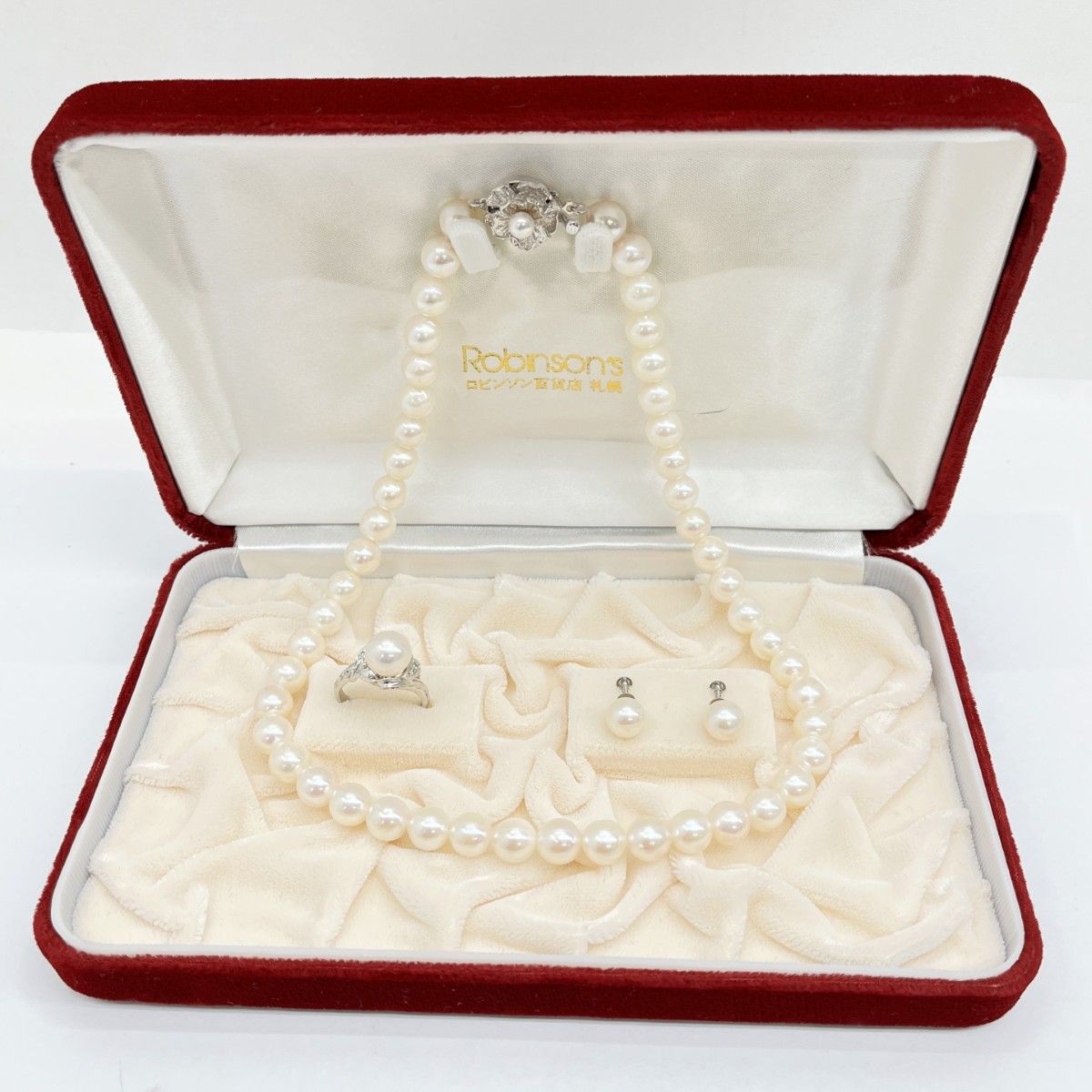 ◇◇ アコヤ真珠 パールリングpt900 7.6g/ パールイヤリングWGK14 2.4g