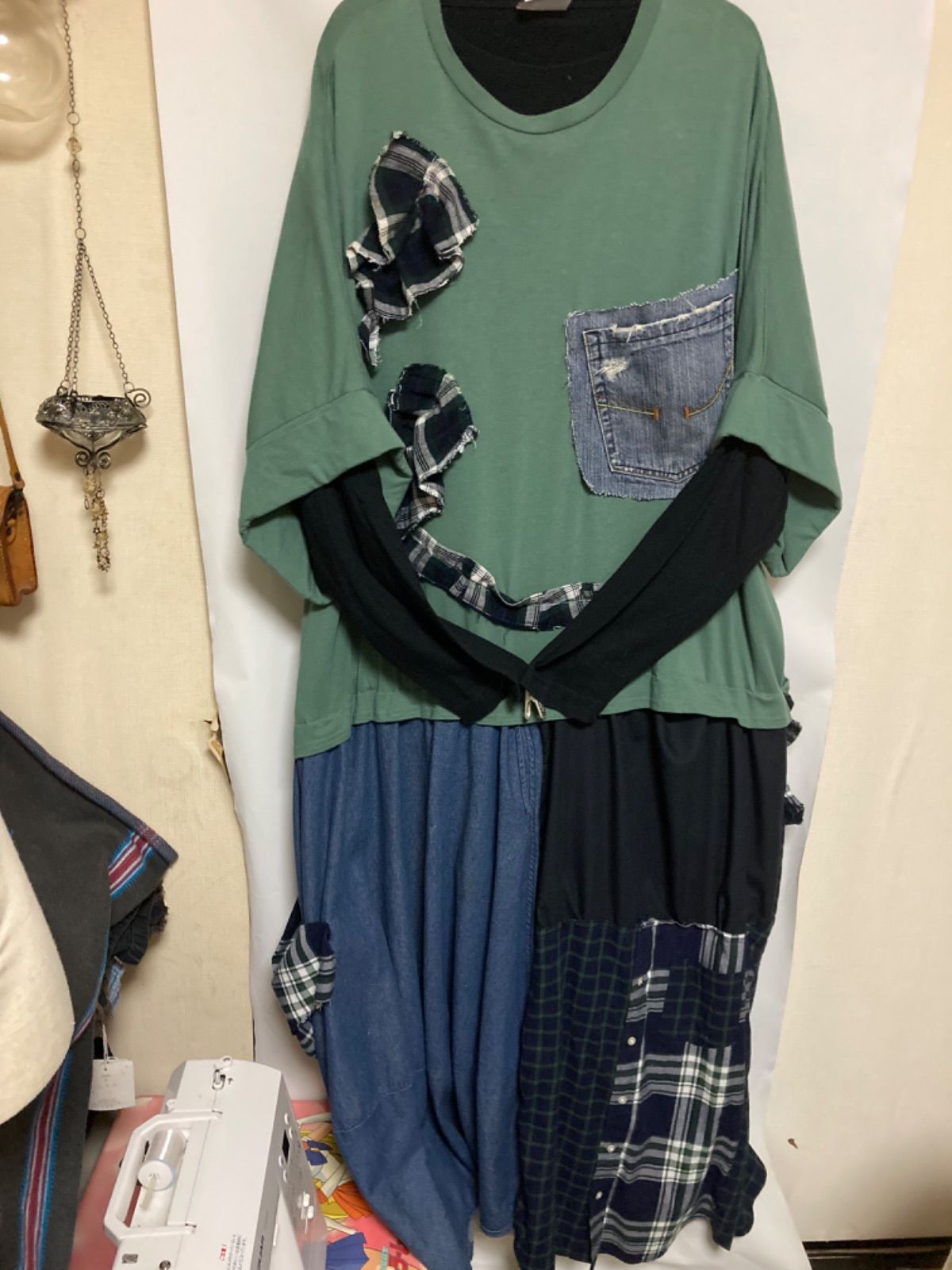 リメイクワンピース　古着　大きいサイズ　3L 4L 5L デザイン変更☆彡 古着 リメイク ワンピース 大きめサイズ 3L 4L