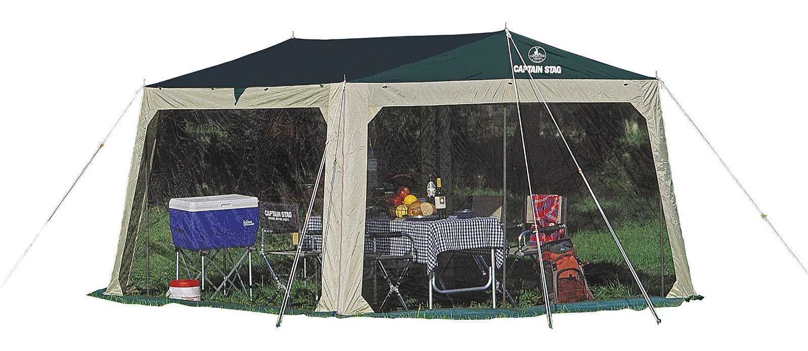 CAPTAIN STAG　新品　4-5人用　メッシュ タープ　テントセット メッシュタープテント 大型タイプ 350×380cm 側面メッシュシート