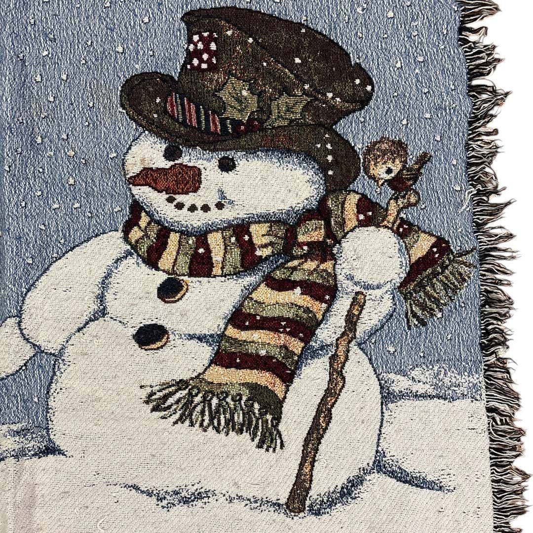 VINTAGE - vintageラグ カーペット クリスマス 雪だるま 夜空 673 VINTAGE - vintageラグ カーペット クリスマス 雪だるま 夜空