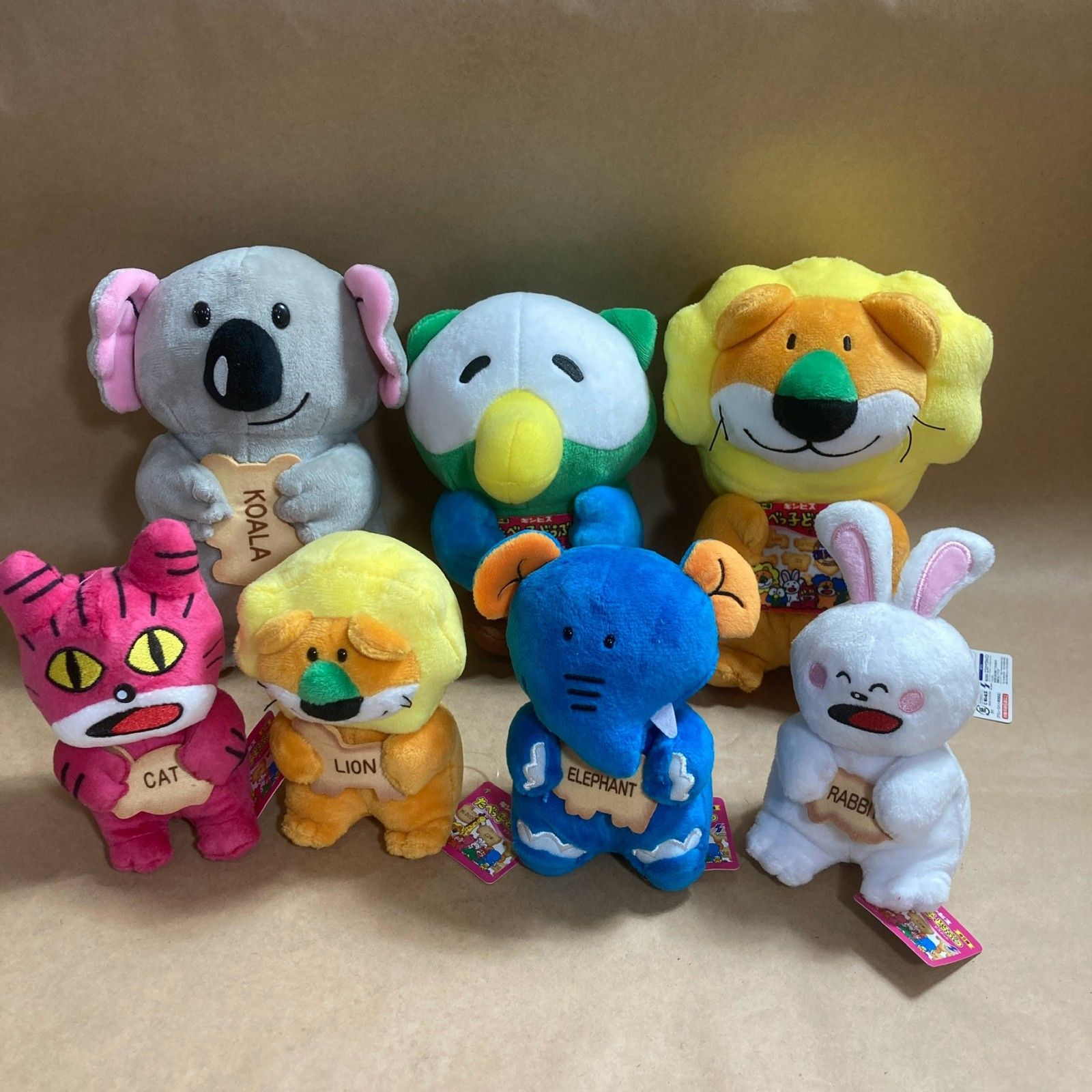 たべっ子どうぶつ　ぬいぐるみ　まとめ売り ☆ ギンビス たべっ子どうぶつ ぬいぐるみ 7点 まとめ商品 復刻
