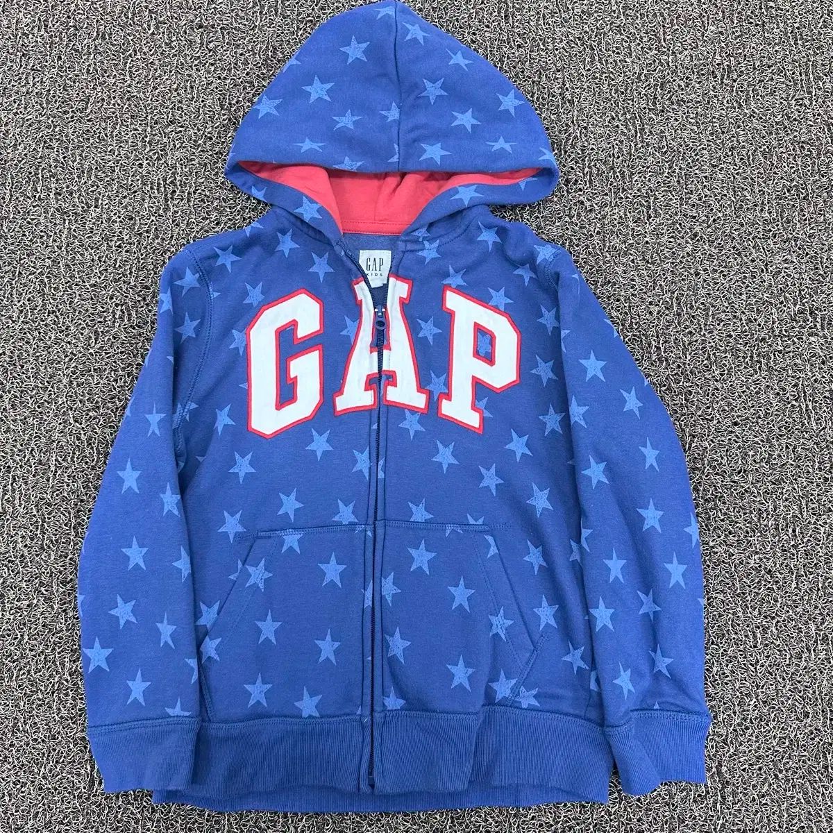 GAP Gap Kids(ギャップキッズ) 130 サイズ 裏起毛 フード付き ジップアップパーカー 青 ジャケット