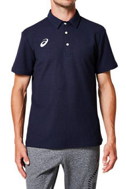 asics アシックス TEAM POLO SHIRT ピーコート XL 2031E241 400 | スポーツ メンズ XL 紺 服 衣類 衣料品ウェア ウエア フィットネスウェア トップス ポロシャツ シャツ ベーシック 綿 ポリエステル