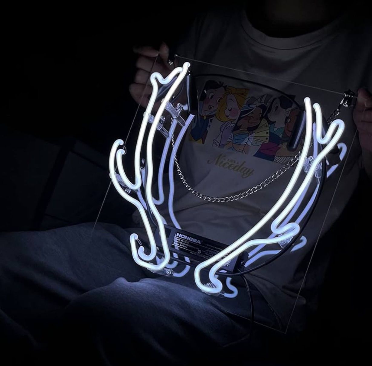 オーダー ネオンサイン 鹿角デザイン ホワイト ガラス製 インテリアライト 北欧風 壁掛け装飾