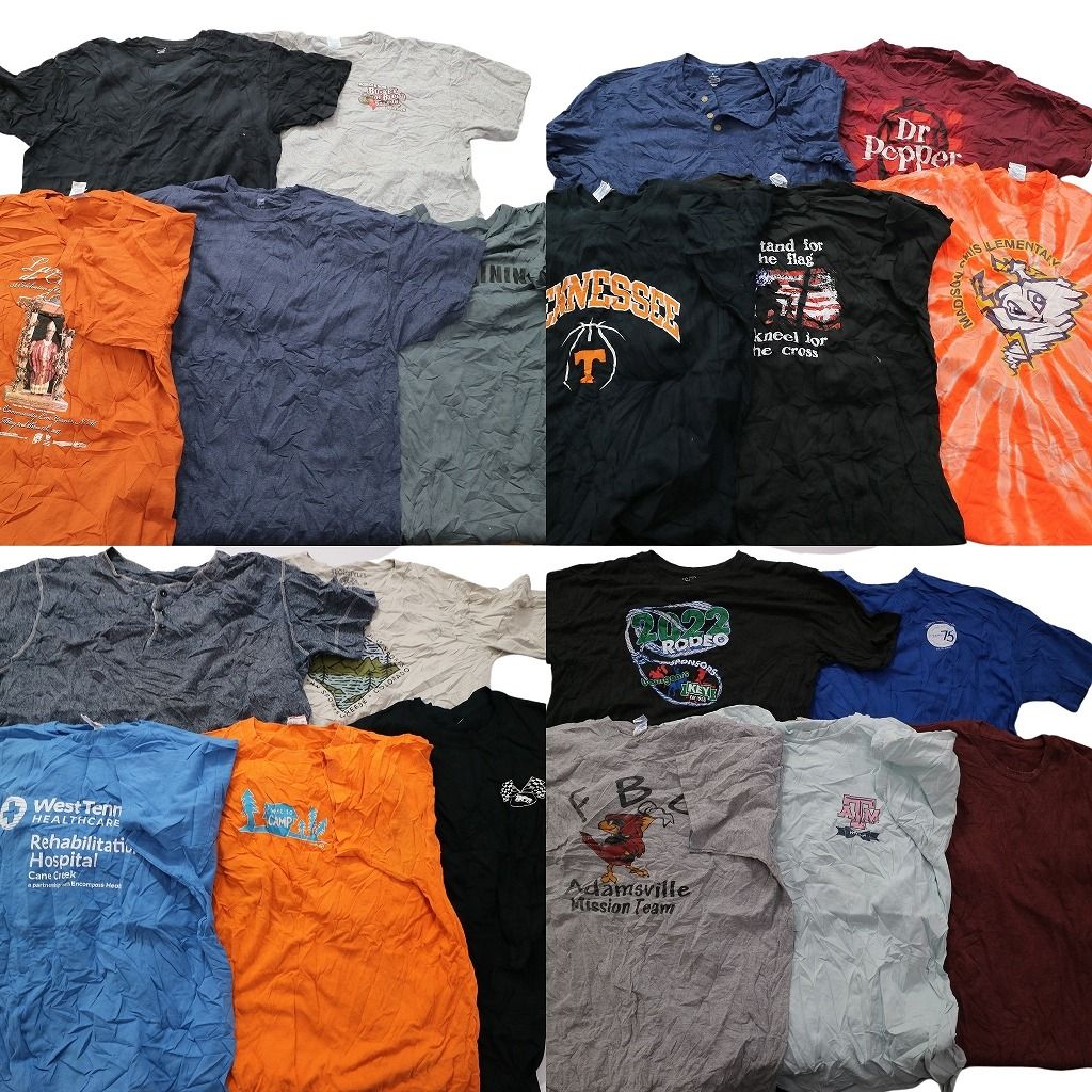 古着卸 まとめ売り カラーMix プリント 半袖Tシャツ 20枚セット (メンズ XL ) ヘンリーネック 企業 ドクターペッパー 中古 古着 MY4127