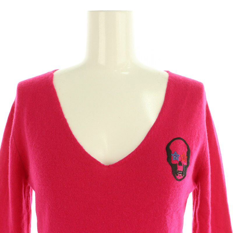 ルシアンペラフィネカシミアVネックセーターM ピンク