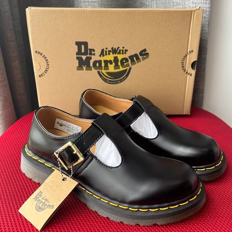 Dr.Martens POLY CORE POLLEY T-BAR レディース メリージェーン ストラップシューズ カーフレザー ブラック