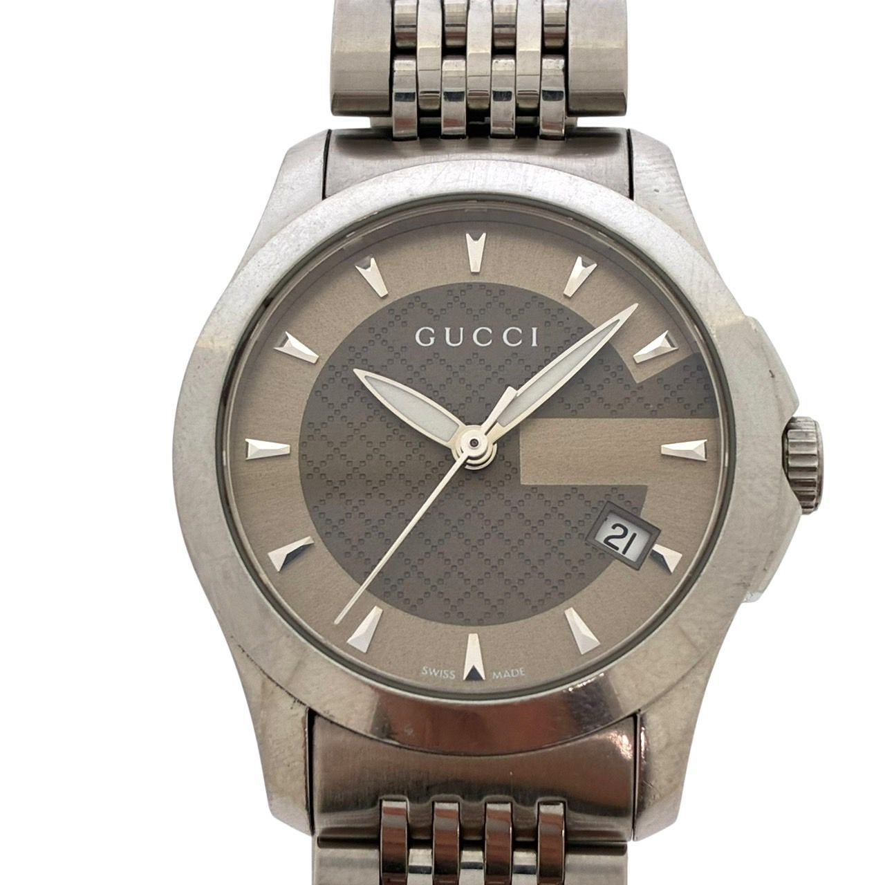 稼働品 グッチ GUCCI Gタイムレス 126.5 YA126503 レディース シルバー 