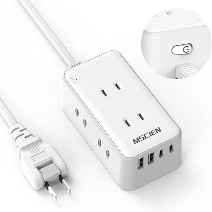 新品，お得 【在庫処分】Mscien usb コンセント 延長コード 2m スイッチ付き 電源タップ usb付き 6個AC差込口 2個usb-c 2個usb-a コンセントタップ 蛸足コンセント 分岐 雷ガード付き oaタップ スイングプラグ 壁 応募券