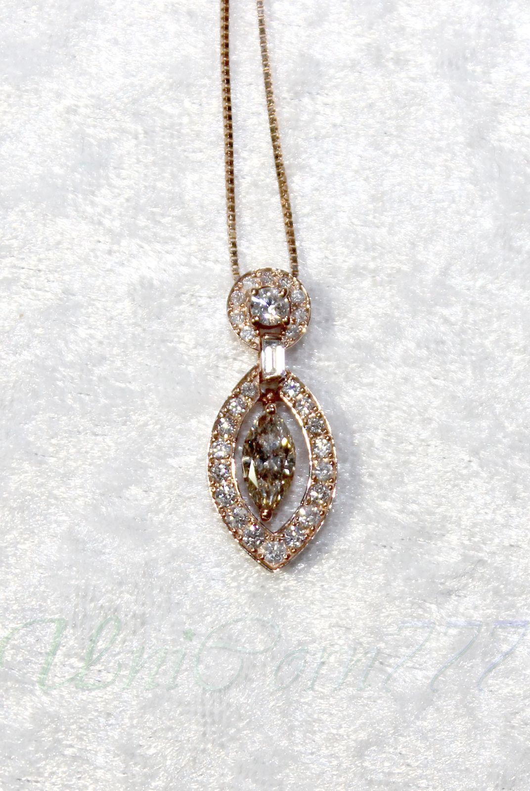 鑑別付天然ダイヤモンドネックレス TypeB 0.483ct/0.41ct (刻印) 18金  