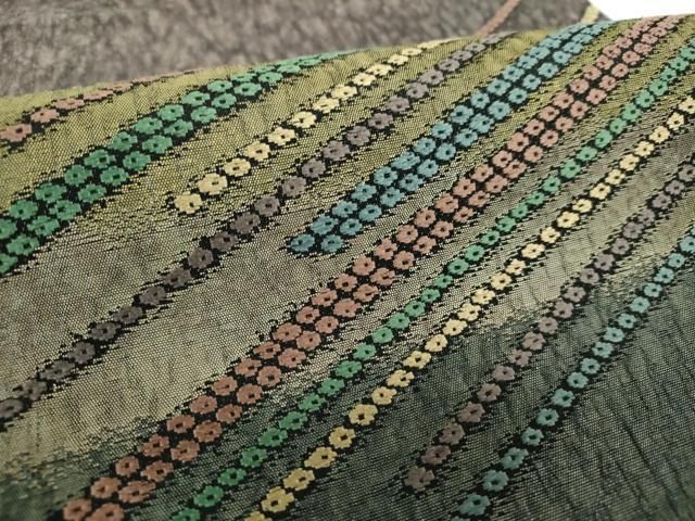 平和屋着物○西陣 老舗 渡文謹製 手織 両面 全通柄袋帯 用美錦 正絹  