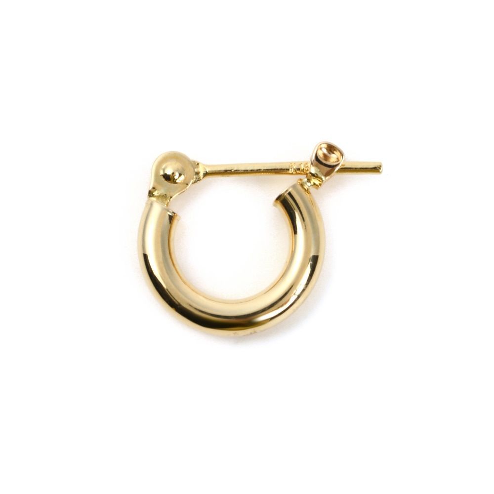 18金 フープピアス 2.0×10mm 片耳 ゴールド リング ピアス