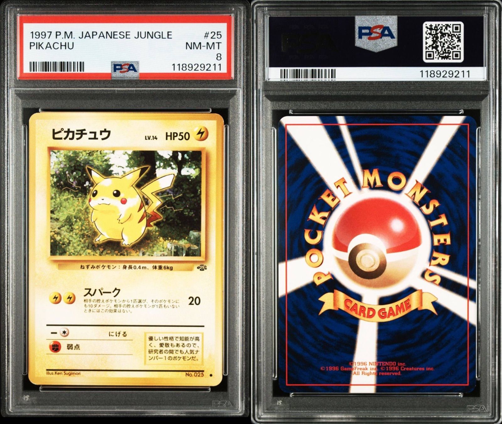 ピカチュウ ○】PSA8 旧裏 ポケモンジャングル ポケモンカード PSA鑑定