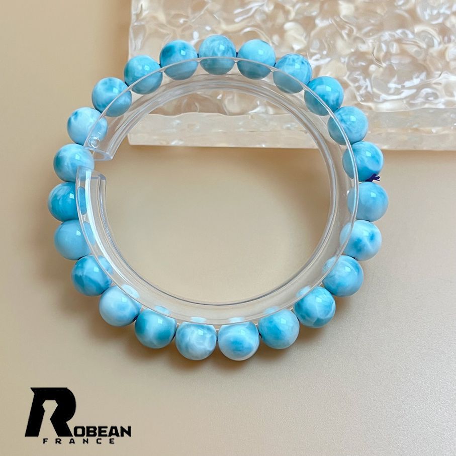 EU製 定価14万円 ROBEAN ドミニカ共和国産のラリマー ペクトライト パワーストーン ブレスレット 天然石 開運 金運 プレゼント 約8.2-8.4mm K0730150