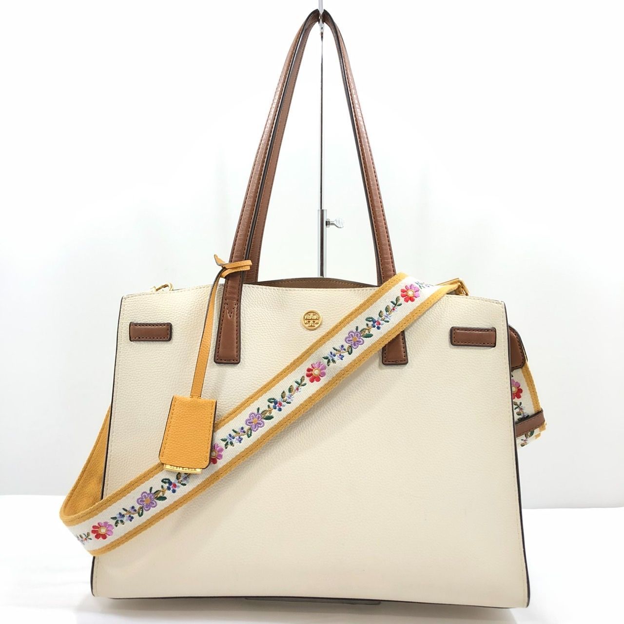 Tory Burch ホワイトレザーハンドバッグ トリーバーチ トートバッグ レディース ブランド TORY BURCH