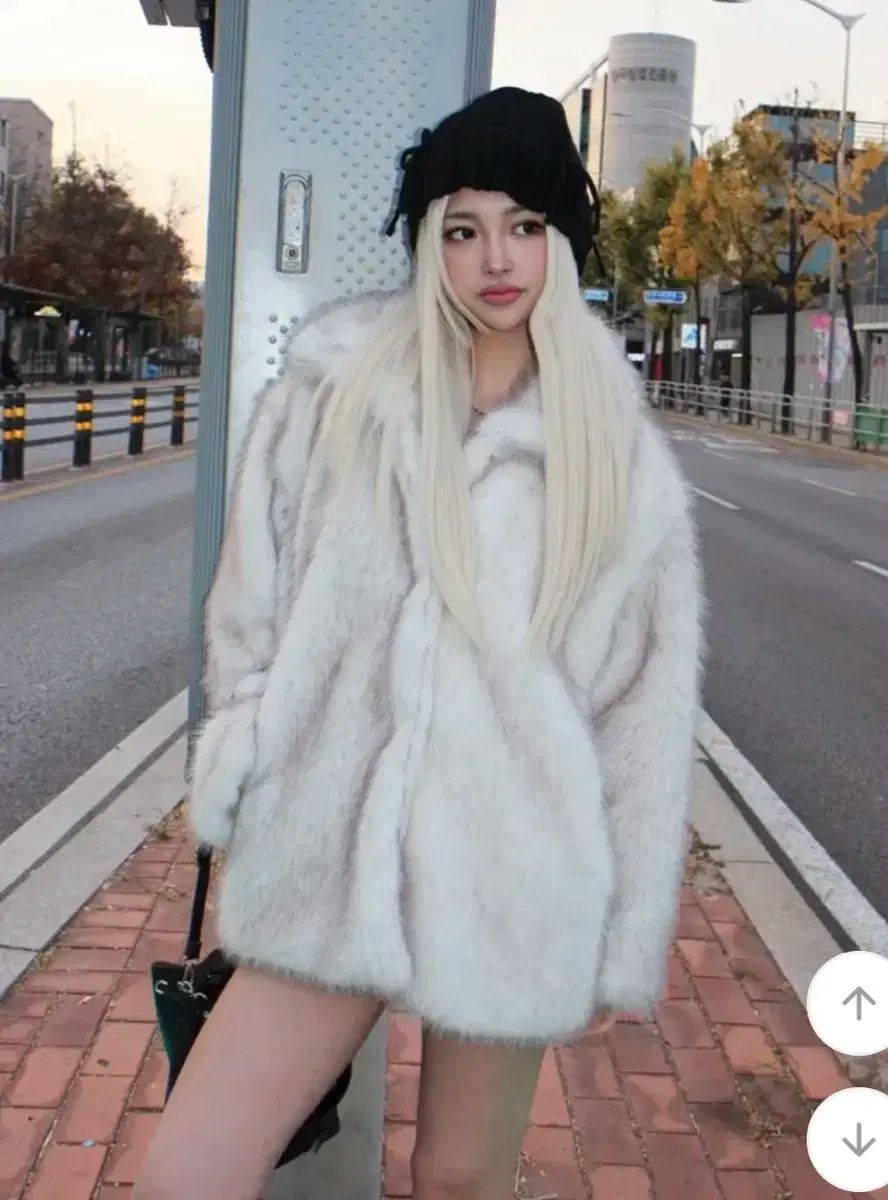 626ミックスカラー ファージャケット アイボリー