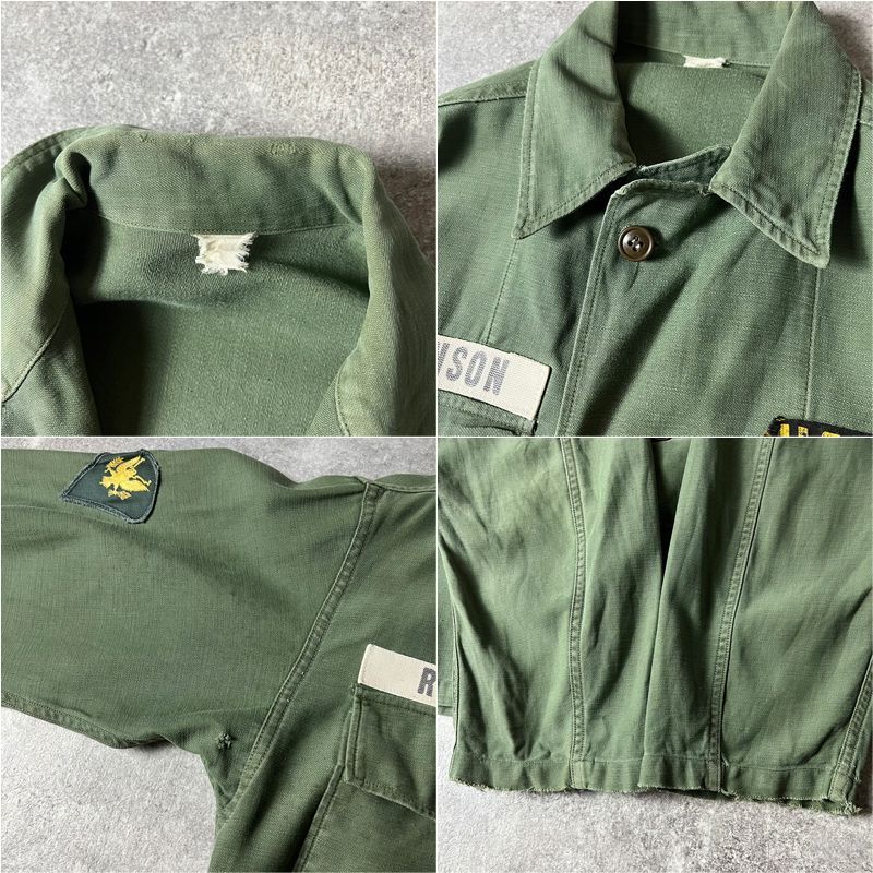 【送料無料❗️】60s ビンテージ 1st後期型 ユーティリティシャツ ジャケット 60s US ARMY 米軍実物 OG-107 コットン サテン ユーティリティ