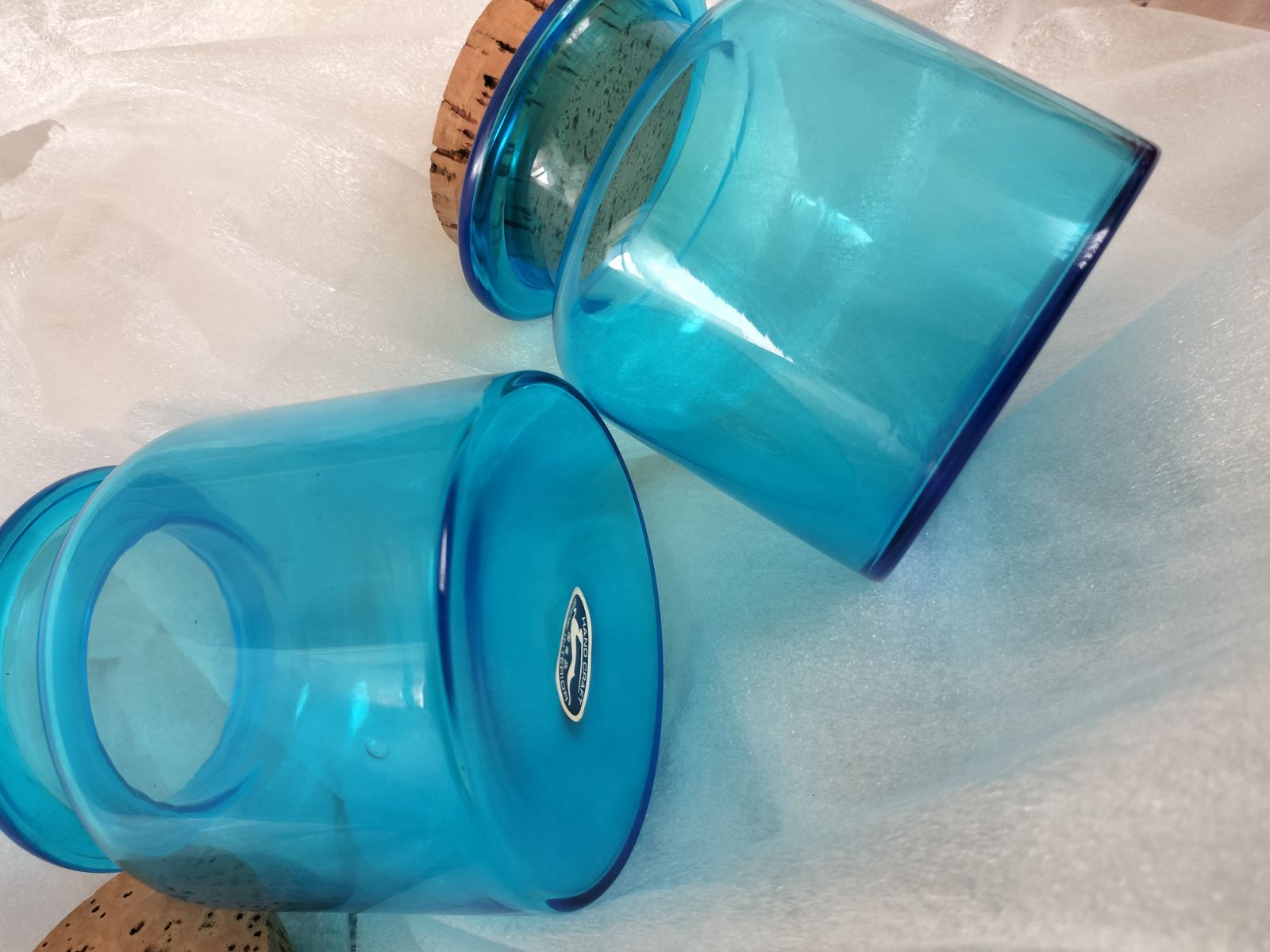 ヴィンテージコバルトブルーフルーツジャーガラス古道具