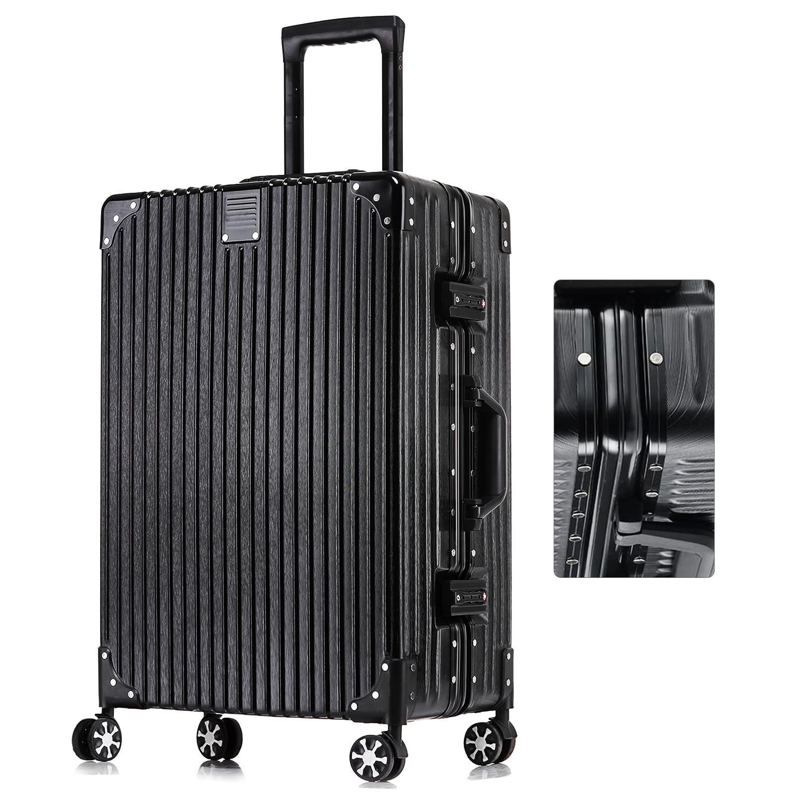 1泊2日 35L Black SSサイズ ミニ 保護カバー付き 旅行 出張 耐衝撃 ダブルキャスター 静音 TSAロック キャリーバッグ トロリーケース アルミフレーム 機内持ち込み軽量 キャリーケース スーツケース Airmood