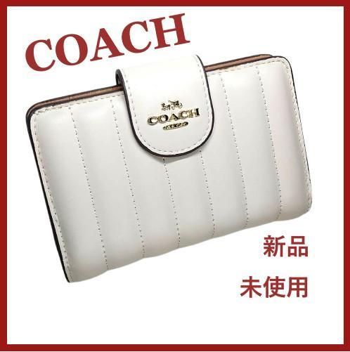 コーチ COACH 新品 ホワイト キルティング 折り財布 レディース 財布 白 - メルカリ