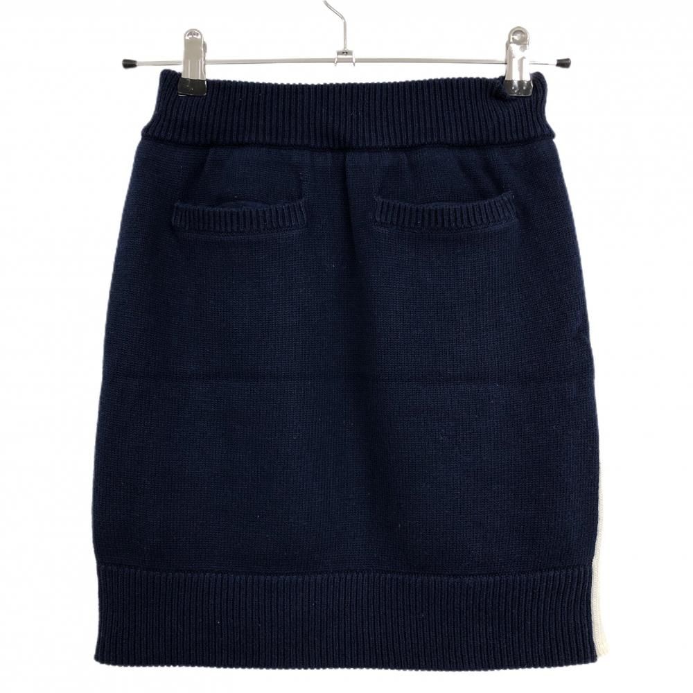 ムータマリン ニットスカート ネイビー×白 シリコンロゴ 裏地付 サイドライン レディース 1 S ゴルフウェア muta