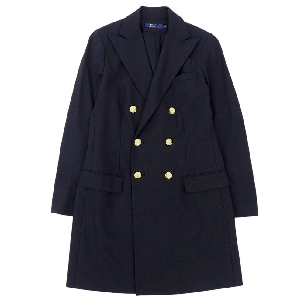 ポロ　ラルフローレン　ネイビー ウール ダブルブレストコート　ロング 美品 POLO RALPH LAUREN ポロラルフローレン ウール ストレッチ