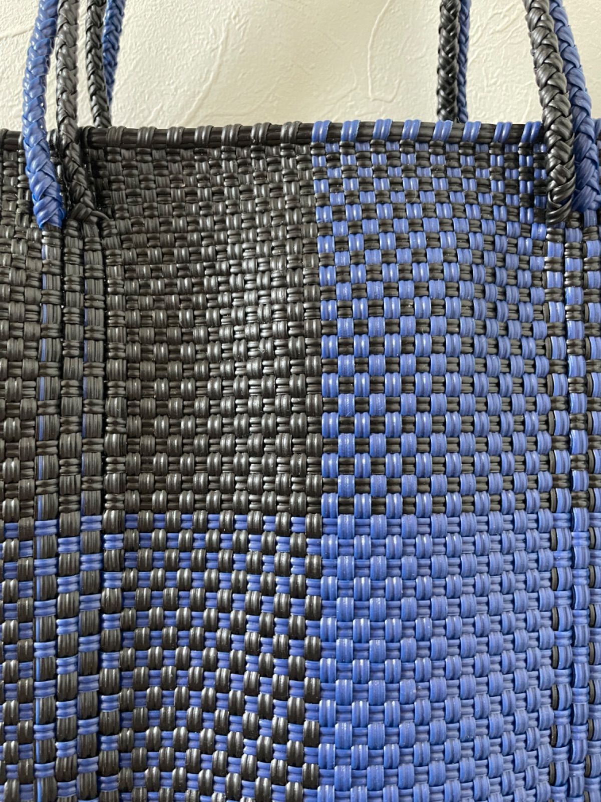 メキシコ製メルカドバッグLサイズ／ブルー×ブラックビッグ