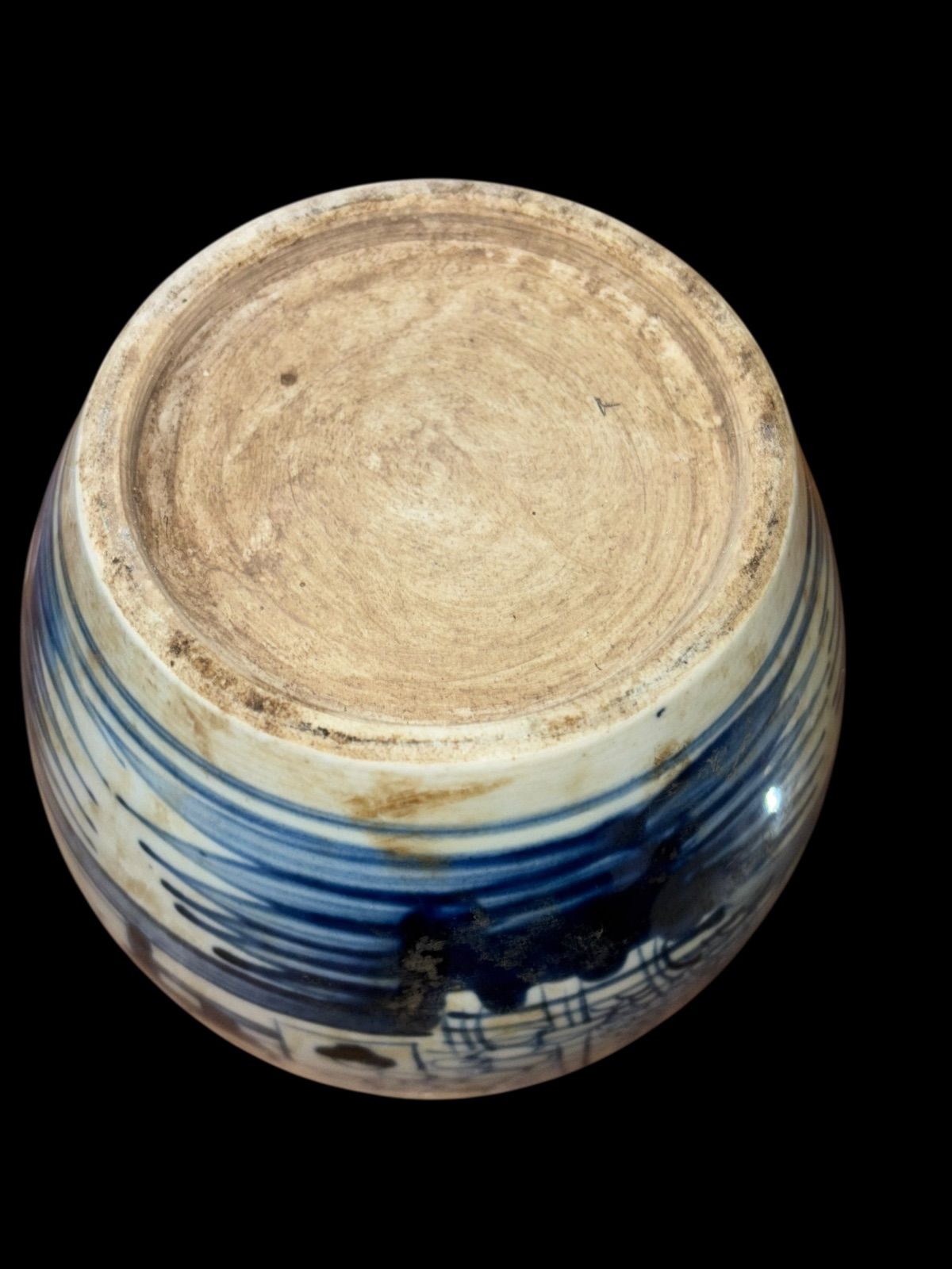 中国買付品 中国雑貨 中国美術 山水染付 風景 小壺 蓋つき