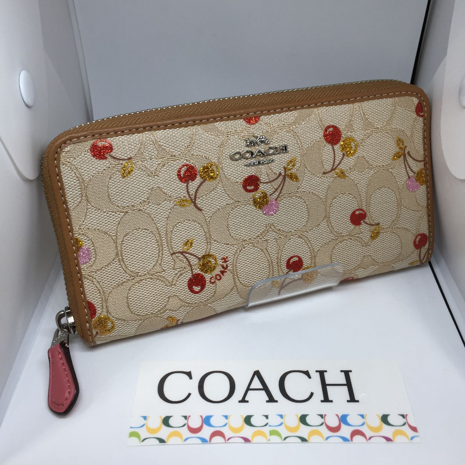 COACH コーチ シグネチャー チェリー F31563ラウンドファスナー長財布