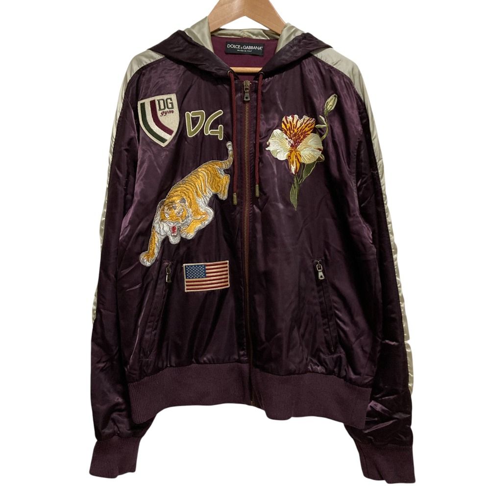 DOLCE-GABBANA ドルチェ＆ガッバーナ フーディー スカジャン ジャケット I50 パープル系 メンズ 古着