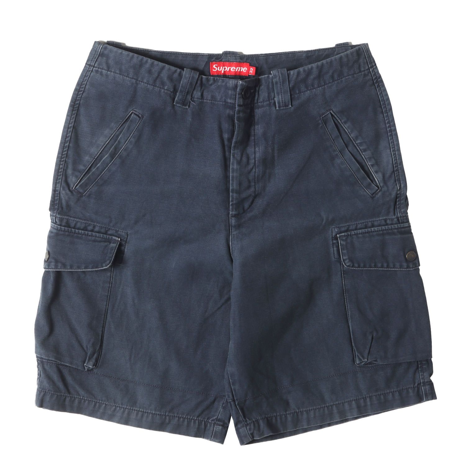 Supreme シュプリーム パンツ サイズ:32 / 90s～00s バックサテン カーゴショーツ (USA製) / ネイビー 紺 / ボトムス ショートパンツ【メンズ】【中古】