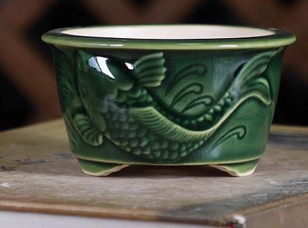 錦鯉氷緑紋鉢 盆栽鉢 植木鉢 小品盆栽鉢 大品盆栽鉢 錦鯉