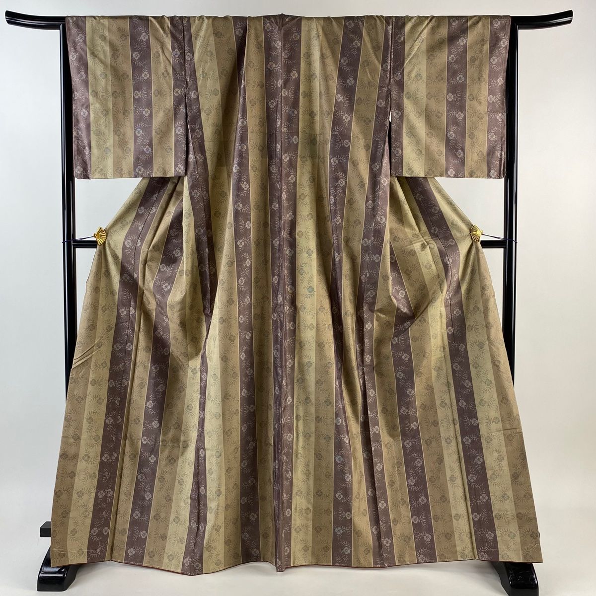 平和屋着物○本場結城紬 重要無形文化財 色無地 藍鼠色 証紙付き 正絹